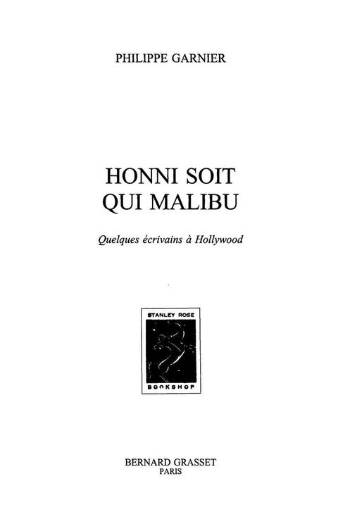 Cover image for book Honni soit qui Malibu