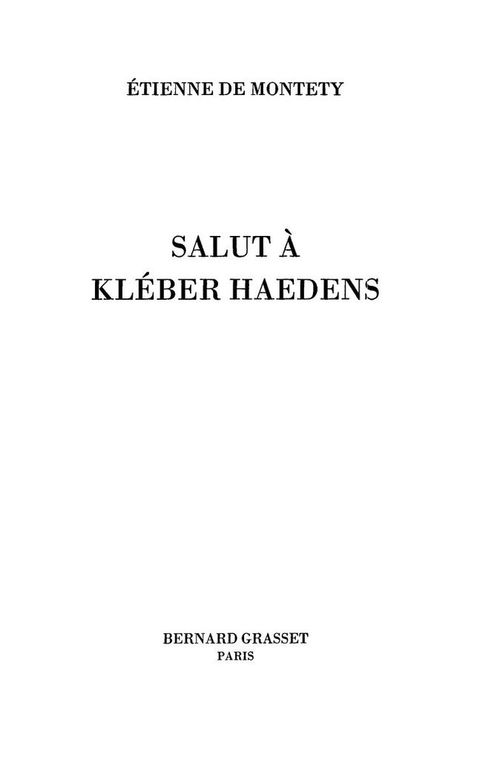Cover image for book Salut à Kléber Haedens