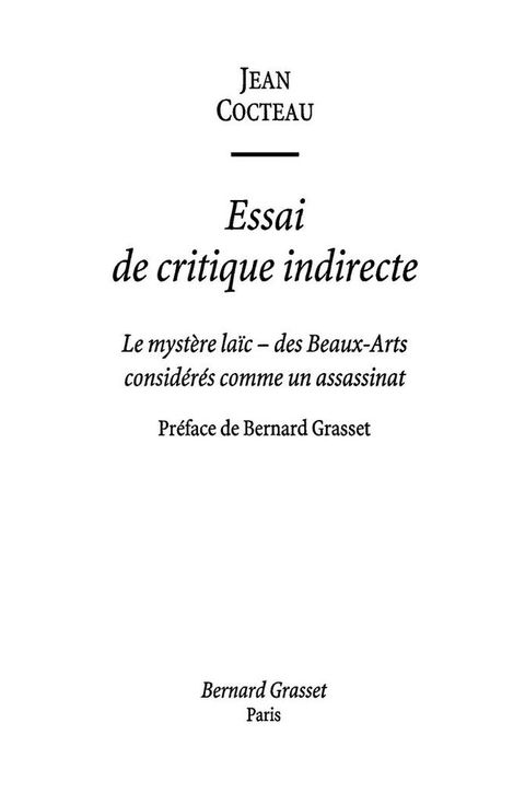 Cover image for book Essai de critique indirecte