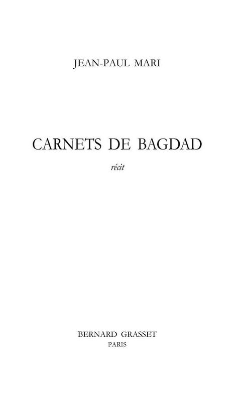 Cover image for book Carnets de Bagdad