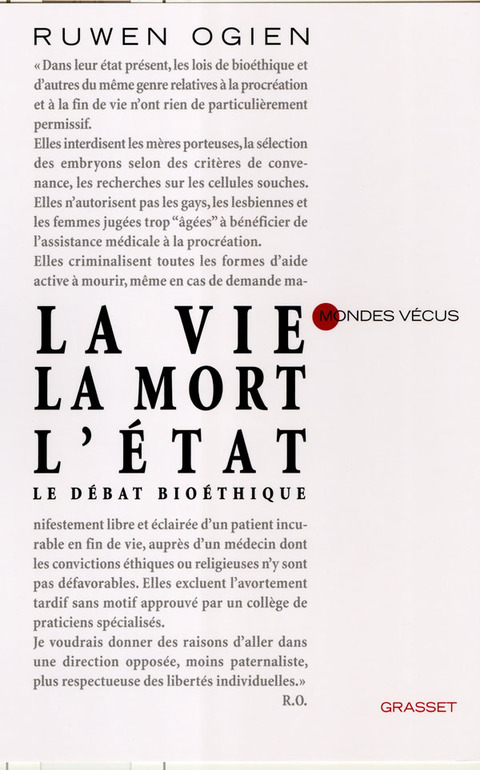 Cover image for book La vie, la mort, l'Etat