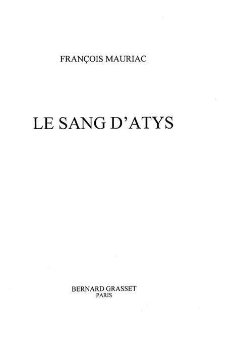 Cover image for book Le sang d'Atys