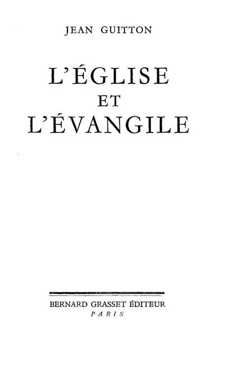 Cover image for book L'église et l'évangile