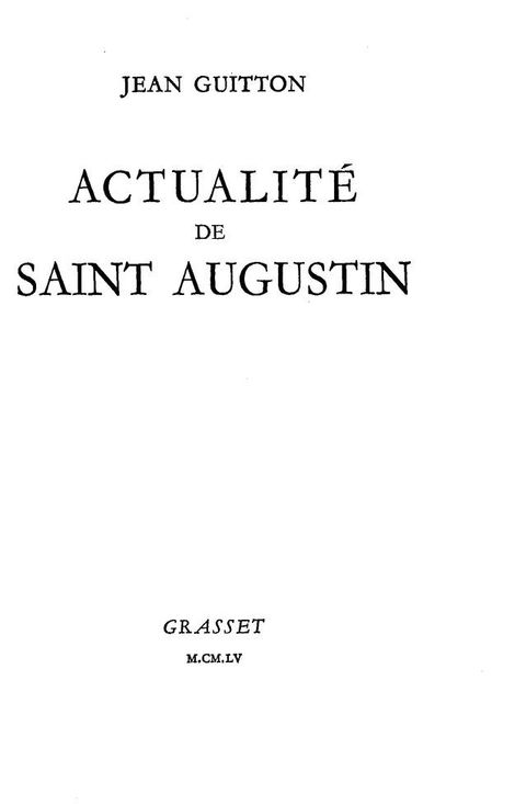 Cover image for book Actualité de Saint Augustin