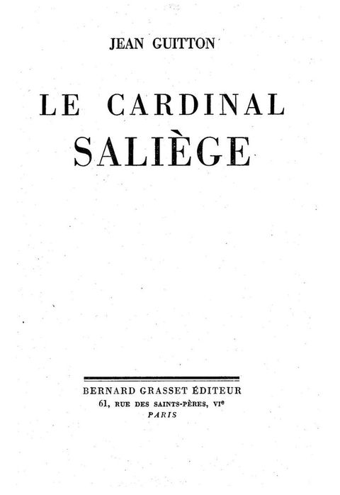 Cover image for book Le Cardinal Saliège