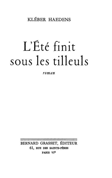 Cover image for book L'été finit sous les tilleuls