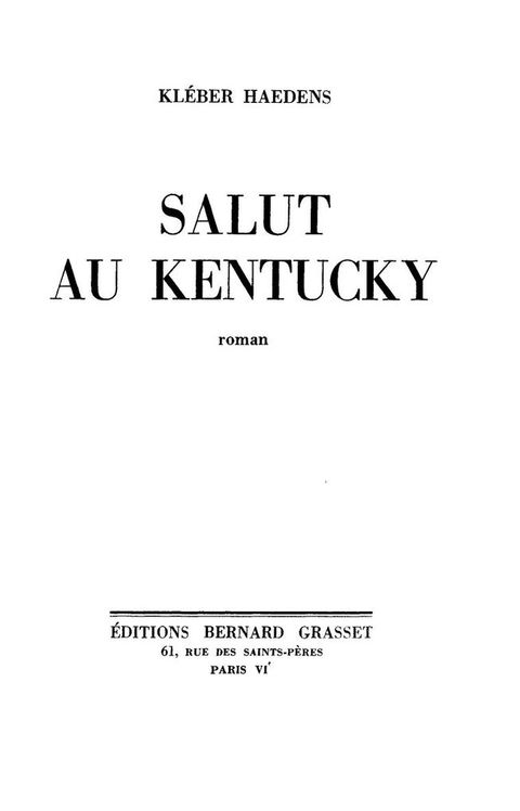 Cover image for book Salut au Kentucky