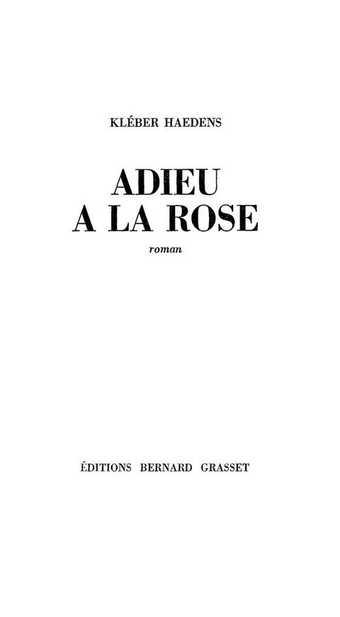 Cover image for book Adieu à la rose