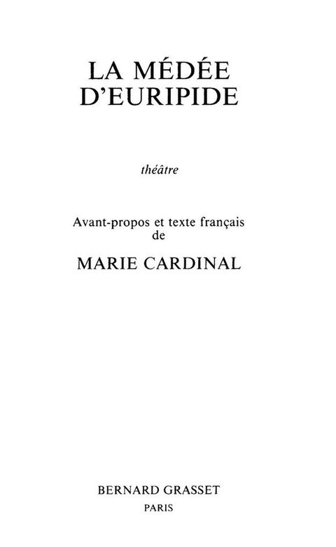Cover image for book La Médée d'Euripide