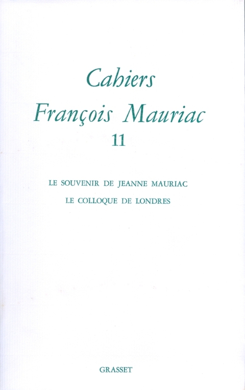Cover image for book Cahiers numéro 11