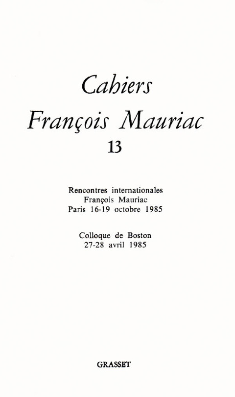 Cover image for book Cahiers numéro 13 (1986)