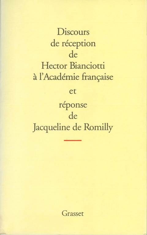 Cover image for book Discours de reception à l'académie française