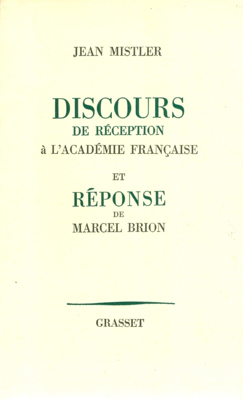 Cover image for book Discours de réception à l'Académie française