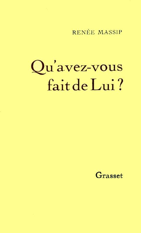 Cover image for book Qu'avez-vous fait de Lui ?