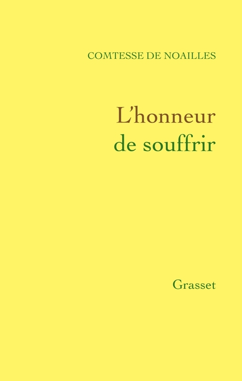 Cover image for book L'honneur de souffrir