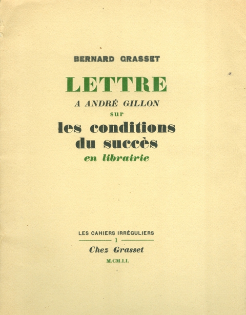 Cover image for book Lettre à André Gillon sur les conditions du succès en libriairie