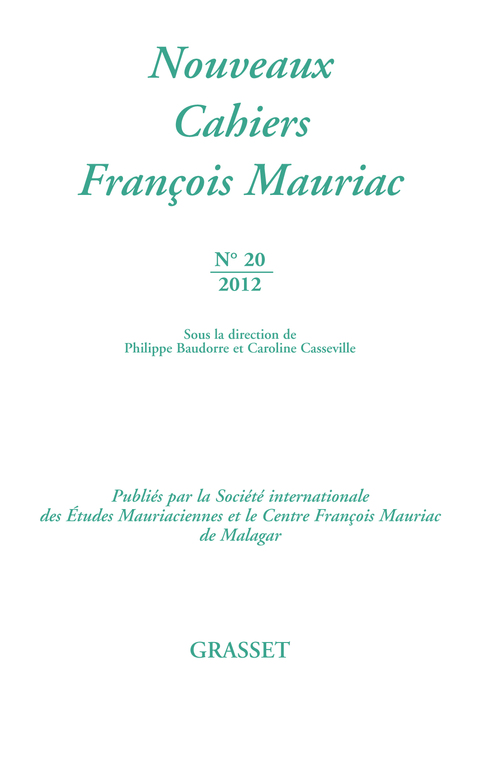Cover image for book Nouveaux cahiers François Mauriac N°20