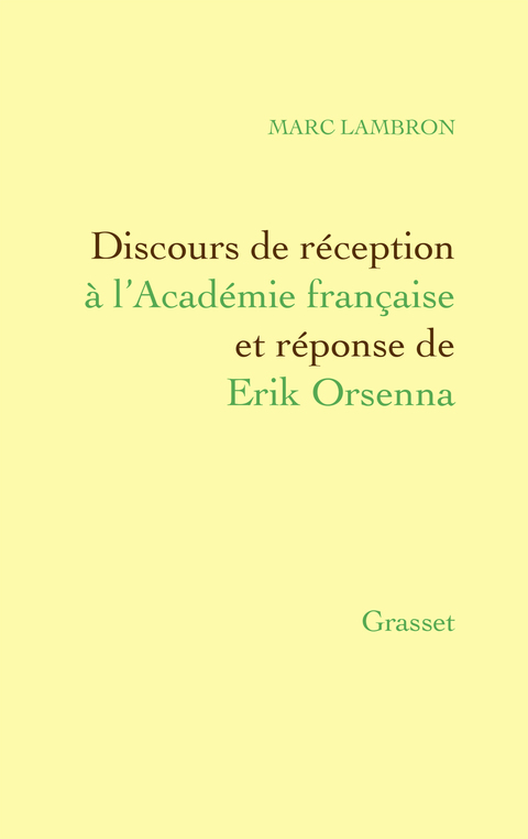 Cover image for book Discours de réception à l'Académie française
