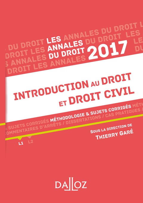 Cover image for book Annales Introduction au droit et droit civil 2017