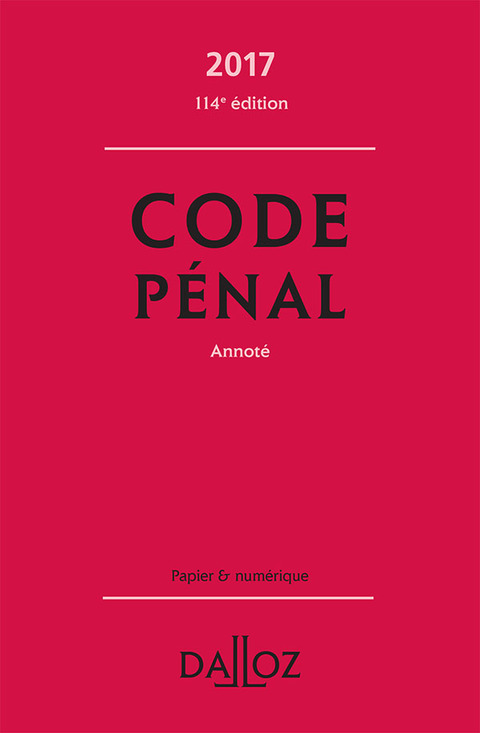 Cover image for book Code pénal 2017, annoté