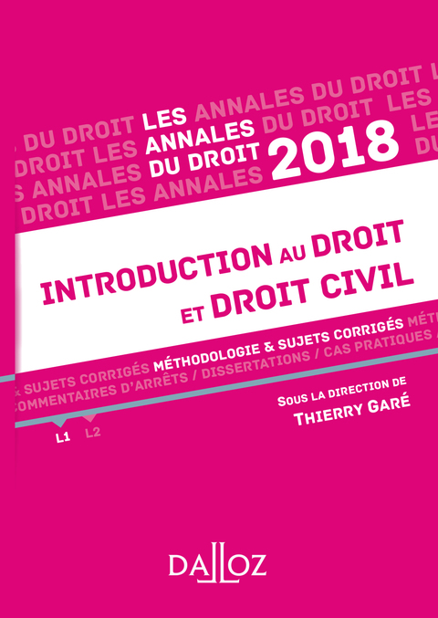 Cover image for book Introduction au droit et droit civil 2018. Méthodologie & sujets corrigés