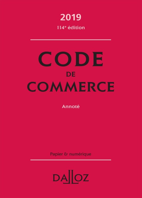 Cover image for book Code de commerce 2019, annoté