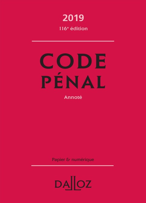 Cover image for book Code pénal 2019, annoté