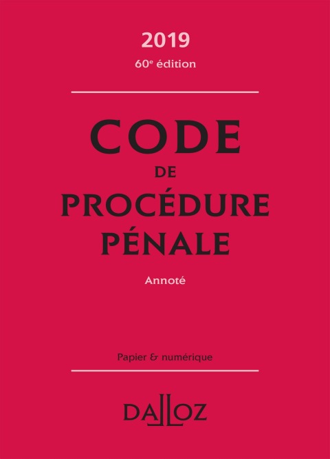 Cover image for book Code de procédure pénale 2019, annoté