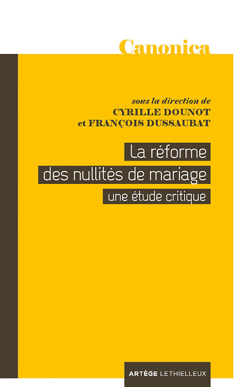 Cover image for book La réforme des nullités de mariage