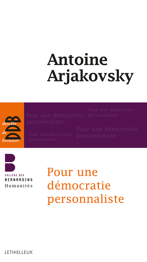 Cover image for book Pour une démocratie personnaliste