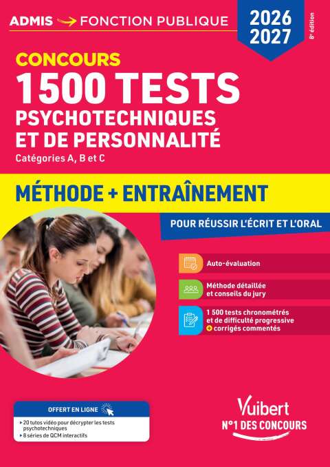 Cover image for book 1500 tests psychotechniques et de personnalité - Méthode et entraînement intensif - Concours 2026...
