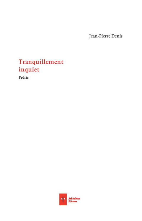 Cover image for book Tranquillement inquiet