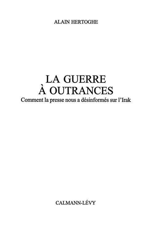 Cover image for book La Guerre à outrances