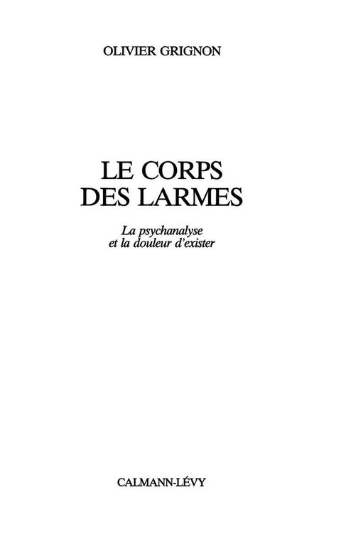 Cover image for book Le corps des larmes