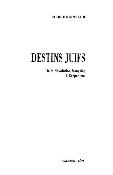 Cover image for book Destins juifs