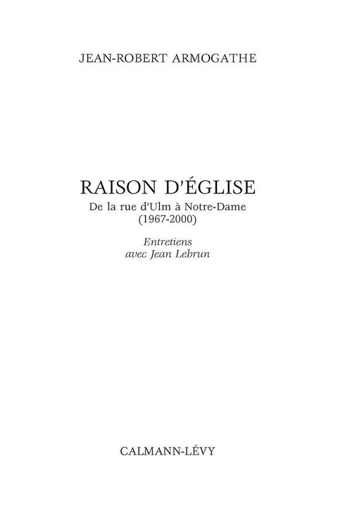 Cover image for book Raison d'église
