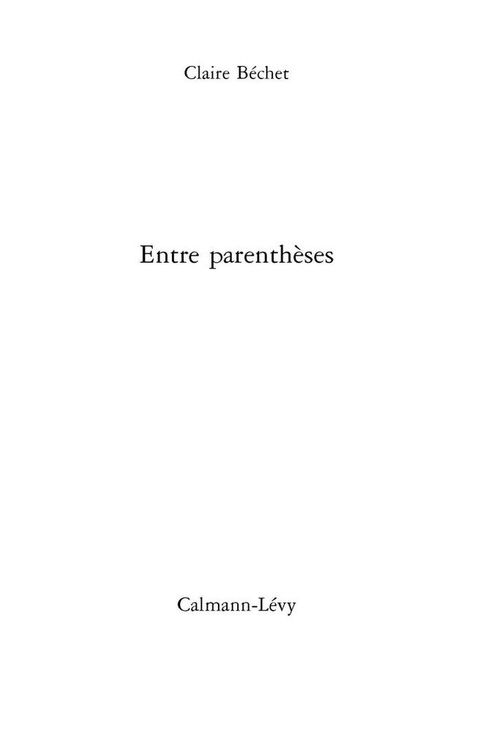Cover image for book Entre parenthèses