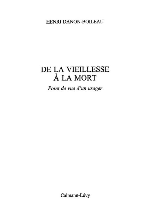 Cover image for book De la vieillesse à la mort