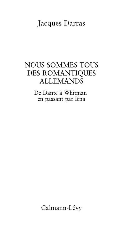 Cover image for book Nous sommes tous des romantiques allemands