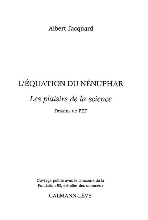 Cover image for book L'Equation du nénuphar
