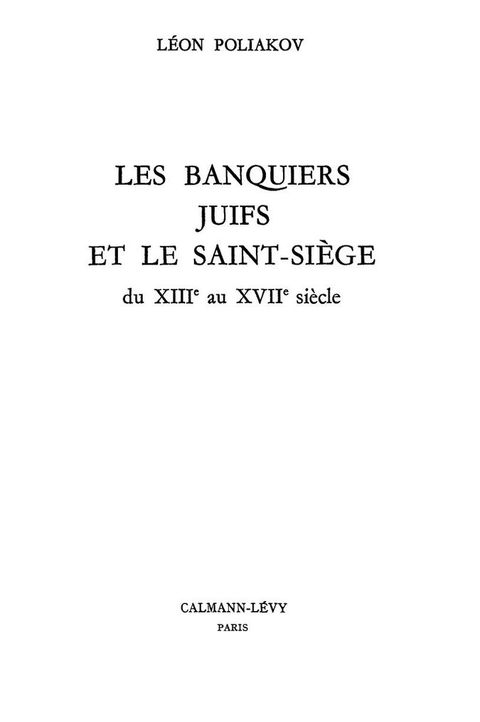 Cover image for book Les Banquiers juifs et le Saint-Siège