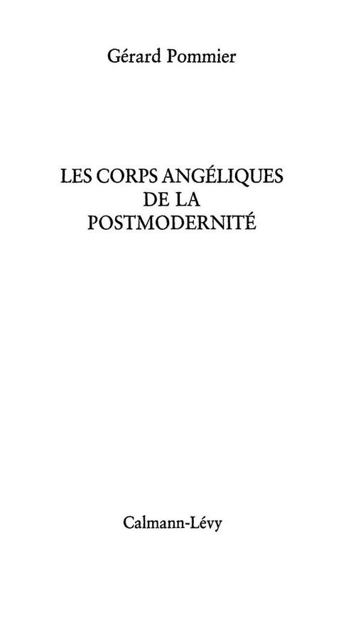 Cover image for book Les Corps angéliques de la postmodernité