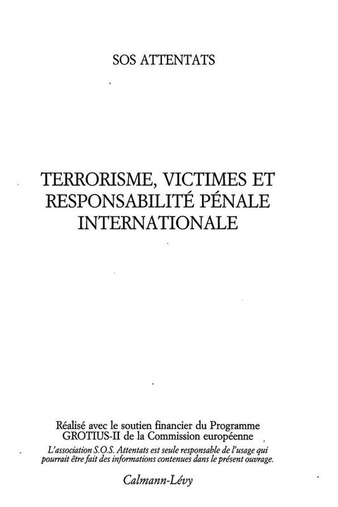 Cover image for book Terrorisme, victimes et responsabilité pénale internationale