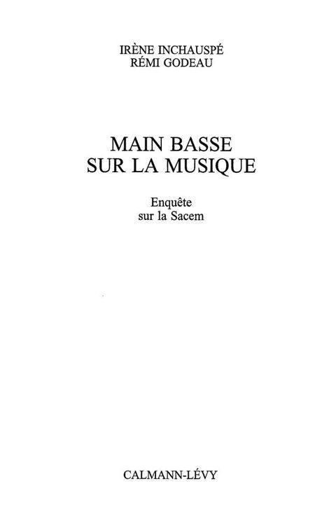 Cover image for book Main basse sur la musique