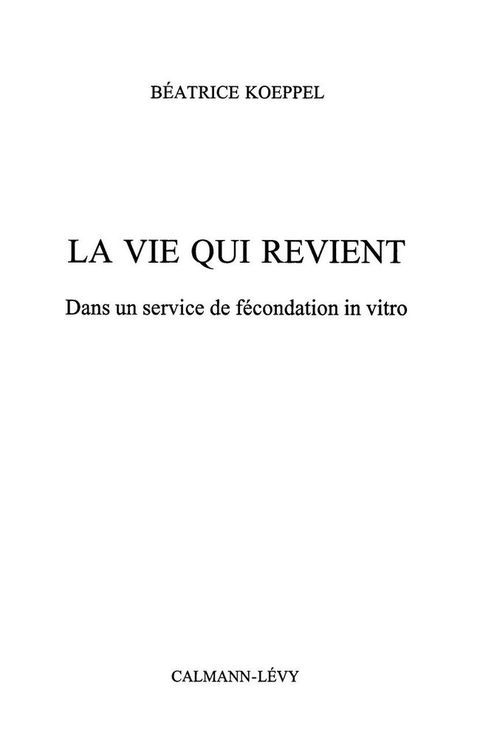 Cover image for book La Vie qui revient