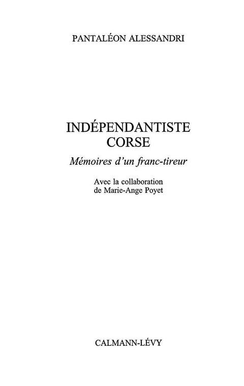 Cover image for book Indépendantiste corse