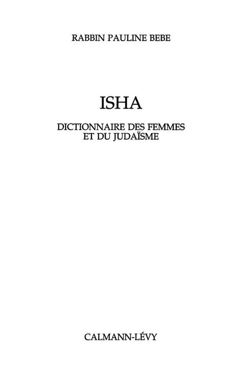 Cover image for book Isha Dictionnaire des femmes et du judaïsme