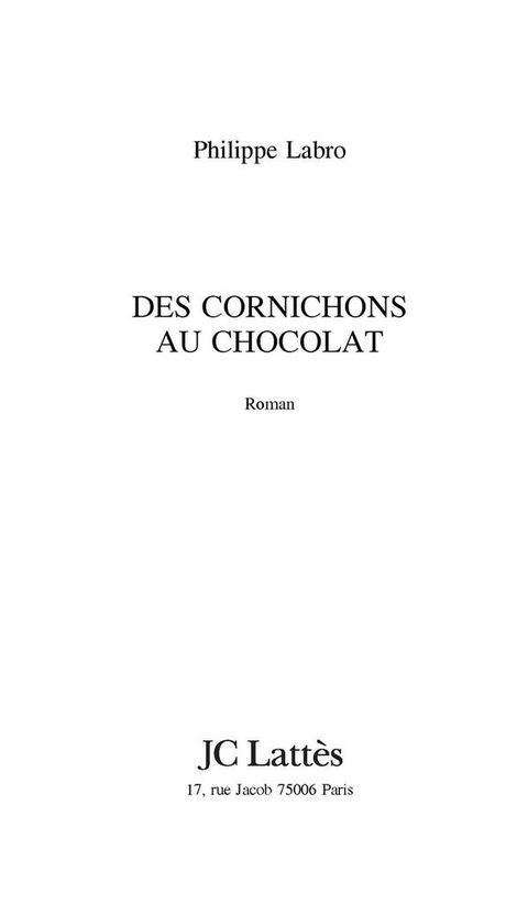 Cover image for book Des cornichons au chocolat