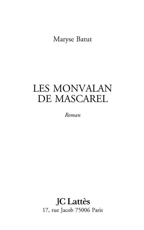 Cover image for book Les Monvalon de Mascarel