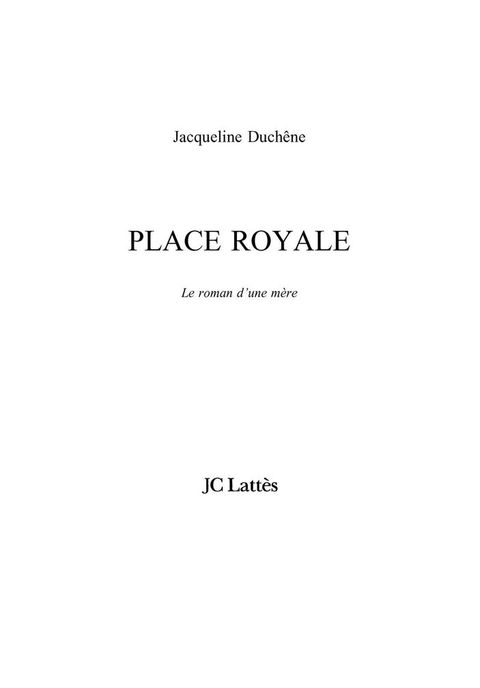Cover image for book Place Royale
